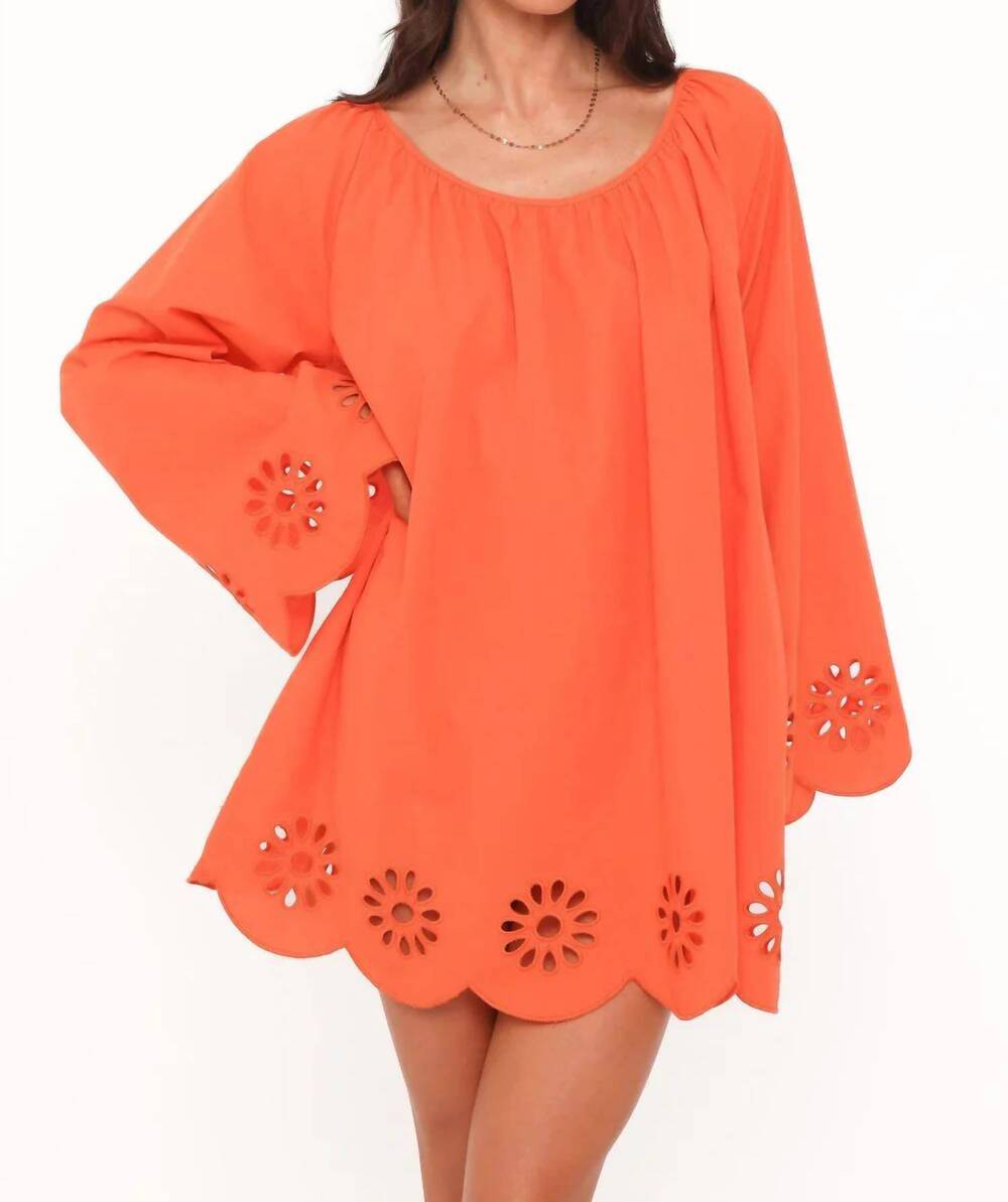 NEW PETAL & PUP tampa long sleeve dress in orange